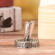 Vintage Feather Quill Pen Holder – European Style Metal Round Base Stand