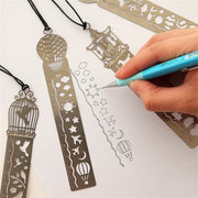 Kawaii Horse & Birdcage Hollow Metal Bookmark Ruler – 4 Pcs Student Gift Set