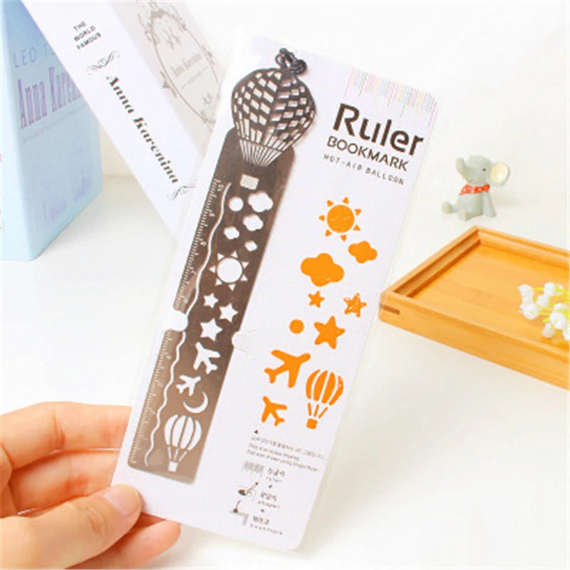 Kawaii Horse & Birdcage Hollow Metal Bookmark Ruler – 4 Pcs Student Gift Set