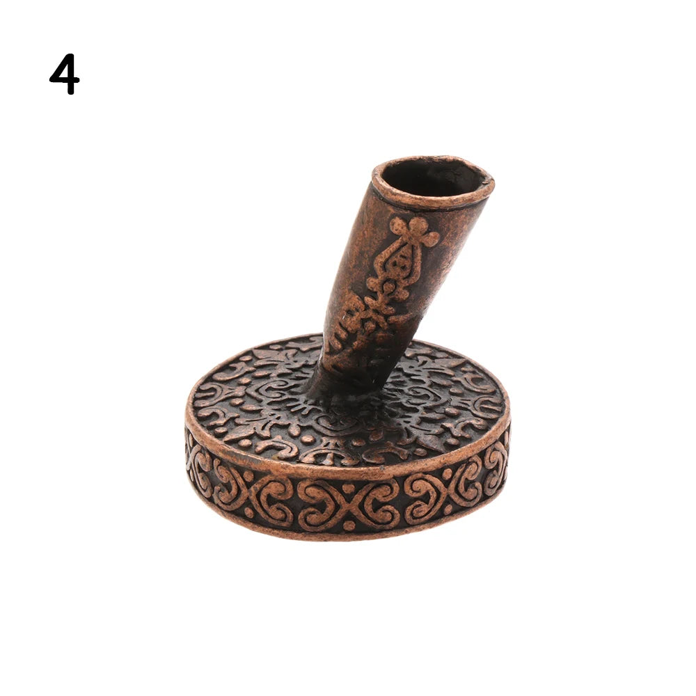 Vintage Feather Quill Pen Holder – European Style Metal Round Base Stand