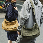Canvas Crossbody Messenger Bag – Large Capacity Shoulder Book Bag
