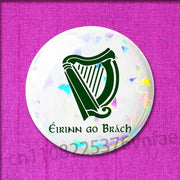 Ireland Flag Irish Harp Erin Go Bragh Badge For 32mm 25mm 44mm 75mm 58mm Round Pin Brooch Insignia Cover Decoration