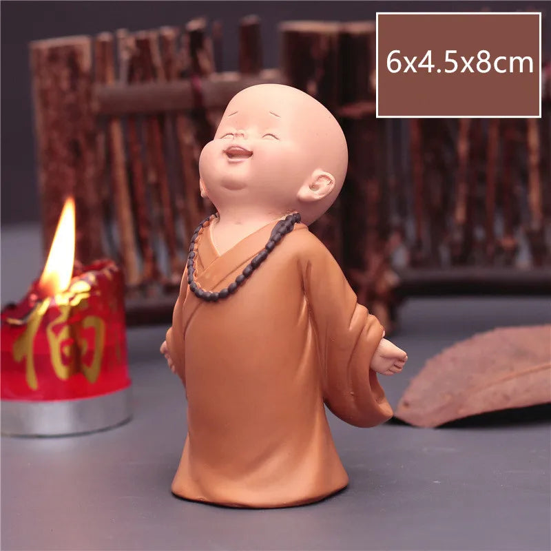 Mini Buddha Statue Little Buddhist Monks Tibetan Buddhism Figurine Zen Garden Ornament Home Aquarium Tank Garden Yard Decoration