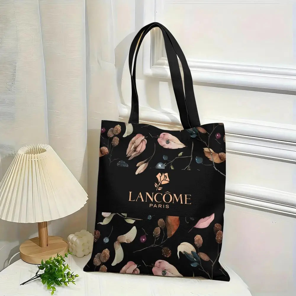 Floral Print Canvas Tote Bag – Large Capacity Reusable Shoulder Bag