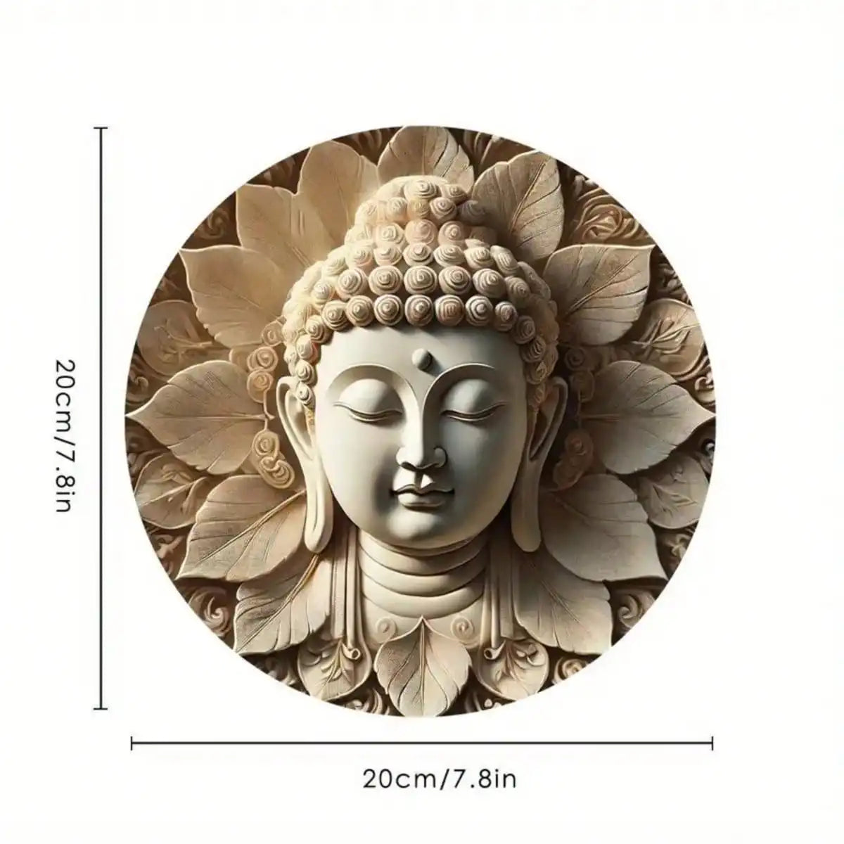 1Pc, 7.8inch X 7.8inch Round Wooden Printed Plaque with Buddha Head (Can Be Hung with String) - Indoor/Outdoor Decoration for Home, Bar, Garage, Cafe, Garden |   Perfect Buddhist Housewarming Gift, Room Decoration, Home Decor