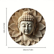 1Pc, 7.8inch X 7.8inch Round Wooden Printed Plaque with Buddha Head (Can Be Hung with String) - Indoor/Outdoor Decoration for Home, Bar, Garage, Cafe, Garden |   Perfect Buddhist Housewarming Gift, Room Decoration, Home Decor