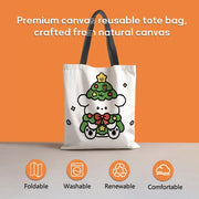Floral Print Canvas Tote Bag – Large Capacity Reusable Shoulder Bag