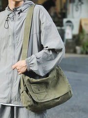 Canvas Crossbody Messenger Bag – Large Capacity Shoulder Book Bag