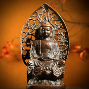 3.5inch Buddhism Antique Bronze carved Sakyamuni Amitabha Tathagata Buddha Statue