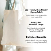 Floral Print Canvas Tote Bag – Large Capacity Reusable Shoulder Bag
