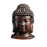 Creative Buddha Statue Wooden Sakyamuni Tathagata Figurine India Buddha Head Statue Crafts Decorative Ornament