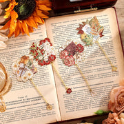 Vintage Flower Letter Metal Bookmark with Chain – Gift for Writers & Teachers