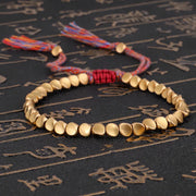 Buddhist Handmade Blue Lucky Thread Braided Bracelet Women Tibetan Copper Beads Bracelet For Men Couple Jewelry Pulseras QX-39