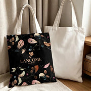 Floral Print Canvas Tote Bag – Large Capacity Reusable Shoulder Bag