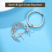 Saint Brigid Cross Keychain – Celtic Knot Moon Amulet for Men & Women