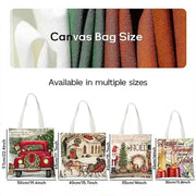 Floral Print Canvas Tote Bag – Large Capacity Reusable Shoulder Bag