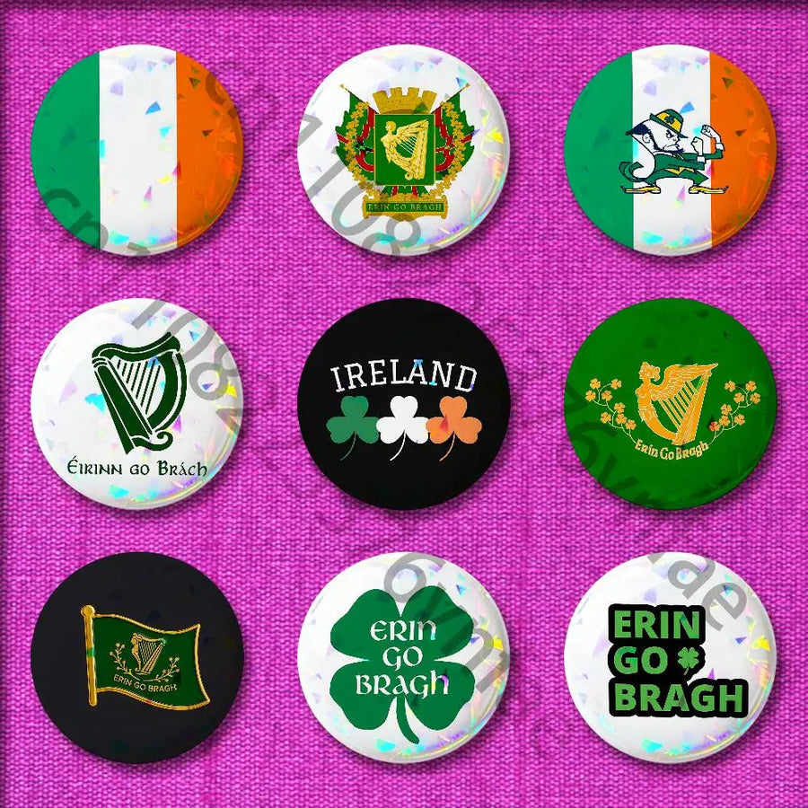 Ireland Flag Irish Harp Erin Go Bragh Badge For 32mm 25mm 44mm 75mm 58mm Round Pin Brooch Insignia Cover Decoration