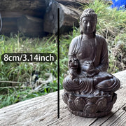 3.8 Inch Wooden Buddha Statue, Hand-Carved Ornament, Folk Style, Suitable for Home Decor, Tea Table Decoration, Desktop Ornament, Office, Bedroom, Centerpiece Decoration, Housewarming Gift
