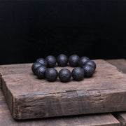 Genuine Natural Black Wooden Beads Tibetan Buddhist Tools 12 Beads Prayer Bracelet Beaded Men's Bracelet
