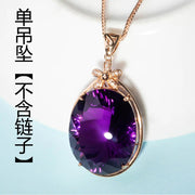 Natural Purple Amethyst Quartz Faceted Bead Pendant Silver 20x15mm Jewelry Healing Amethyst Necklace AAAAAA