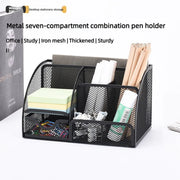 Large Capacity Metal Pen Holder – Desktop Stationery Storage Bucket