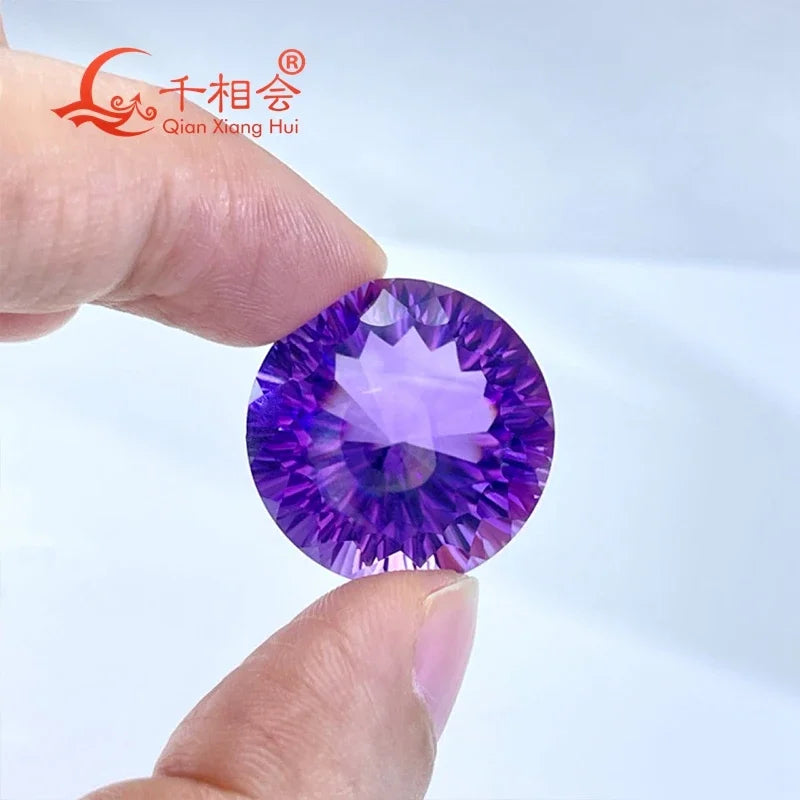 Natural Amethyst 32.47ct round Gemstone Brilliant Cut Loose Stone Certified by GRC for Jewelry Making