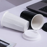 Double Wall Ceramic Coffee Mug with Silicone Lid