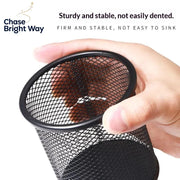Black Metal Mesh Pen Holder – Square & Round Desktop Stationery Organizer