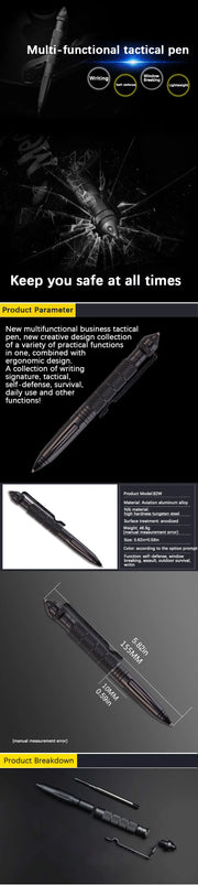 Multifunctional Tactical Pen Outdoor Portable Tungsten Steel Protective Window Pen Men's Women's Wolf Pen Body Pen