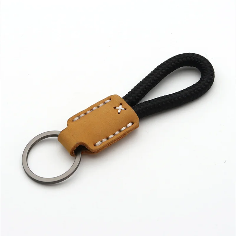 Vintage Cow Leather Keychain – Men's Classic Car Key Ring