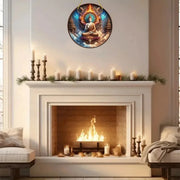 Buddha Art Sign - Round Wooden Sign Suitable for Home Living Room, Restaurant, Office, Garage, Bar, Coffee Shop Decoration, Gift