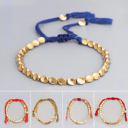 Buddhist Handmade Blue Lucky Thread Braided Bracelet Women Tibetan Copper Beads Bracelet For Men Couple Jewelry Pulseras QX-39