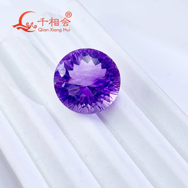 Natural Amethyst 32.47ct round Gemstone Brilliant Cut Loose Stone Certified by GRC for Jewelry Making