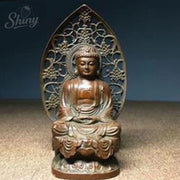 3.5inch Buddhism Antique Bronze carved Sakyamuni Amitabha Tathagata Buddha Statue