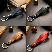 Vintage Leather Keychain – Men's Car Key Strap with Waist Wallet Ring