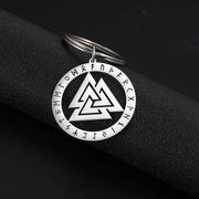Viking Celtic Knot Trident Keychain – Hollow Stainless Steel Key Ring for Men