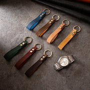 Vintage Leather Keychain – Men's Car Key Strap with Waist Wallet Ring