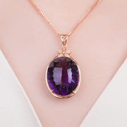 Natural Purple Amethyst Quartz Faceted Bead Pendant Silver 20x15mm Jewelry Healing Amethyst Necklace AAAAAA