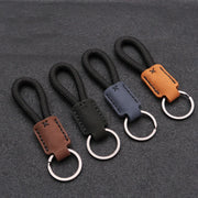Vintage Cow Leather Keychain – Men's Classic Car Key Ring