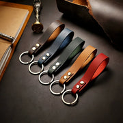 Vintage Leather Keychain – Men's Car Key Strap with Waist Wallet Ring