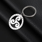 Viking Celtic Knot Trident Keychain – Hollow Stainless Steel Key Ring for Men