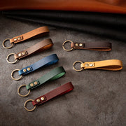 Vintage Leather Keychain – Men's Car Key Strap with Waist Wallet Ring
