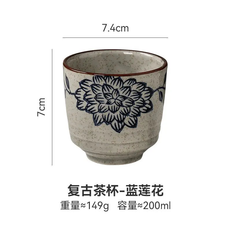 Japanese Style Hefeng Hand-painted Ceramic Tea Cup Wine Cup Small Size Drinking Cup Hotel Heat-resistant Thickened Home Tea