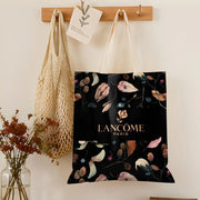 Floral Print Canvas Tote Bag – Large Capacity Reusable Shoulder Bag