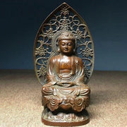 3.5inch Buddhism Antique Bronze carved Sakyamuni Amitabha Tathagata Buddha Statue