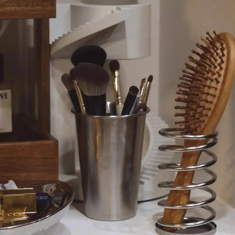 Stainless Steel Pen Holder Desk Organizer – Brush & Makeup Storage Cup