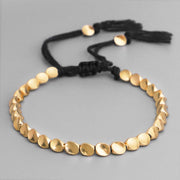 Buddhist Handmade Blue Lucky Thread Braided Bracelet Women Tibetan Copper Beads Bracelet For Men Couple Jewelry Pulseras QX-39