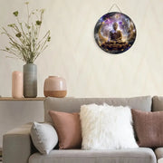 Buddha Art Sign - Round Wooden Sign Suitable for Home Living Room, Restaurant, Office, Garage, Bar, Coffee Shop Decoration, Gift