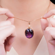 Natural Purple Amethyst Quartz Faceted Bead Pendant Silver 20x15mm Jewelry Healing Amethyst Necklace AAAAAA