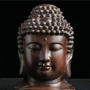 Creative Buddha Statue Wooden Sakyamuni Tathagata Figurine India Buddha Head Statue Crafts Decorative Ornament